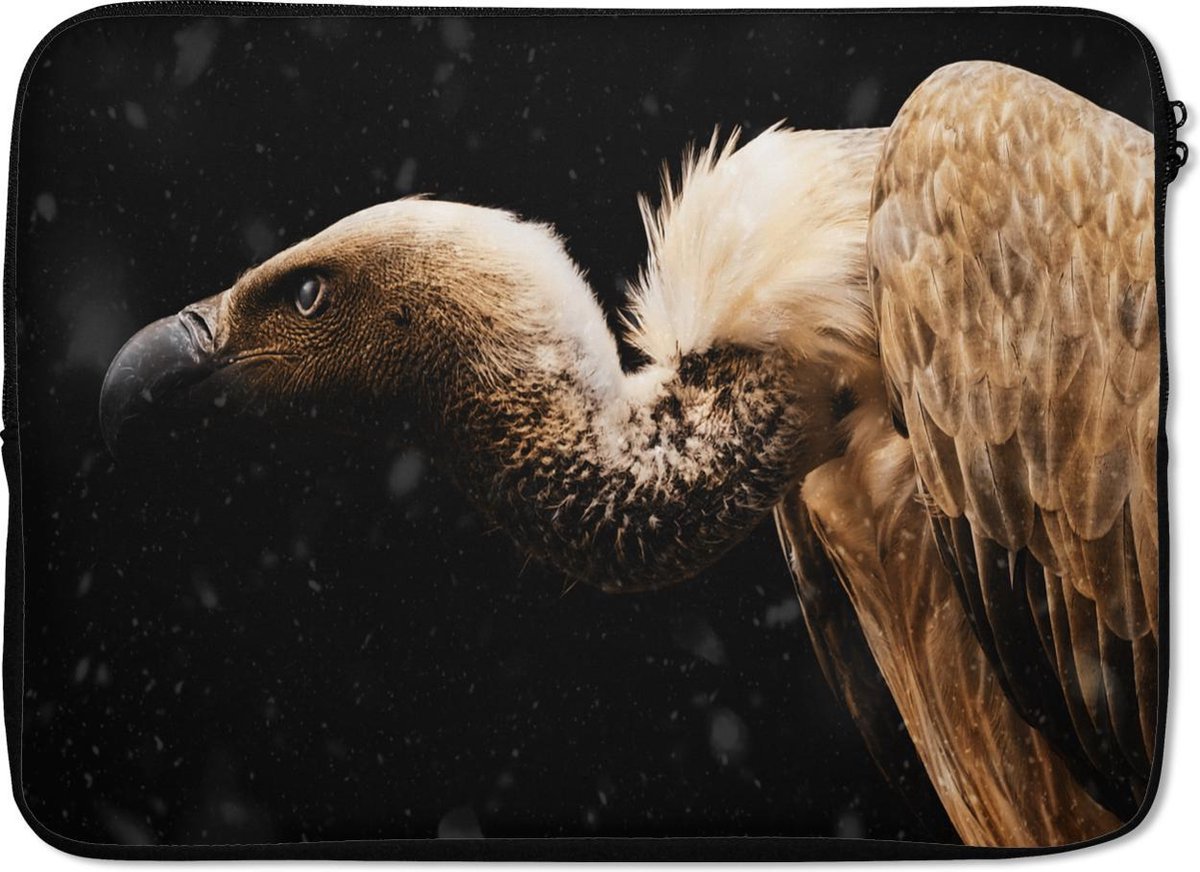 Laptophoes 13 inch - Gier - Vogel - Dieren - Laptop sleeve - Binnenmaat 32x22,5 cm - Zwarte achterkant