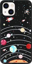 ADEL Siliconen Back Cover Softcase Hoesje Geschikt voor iPhone 13 Mini - Ruimte Heelal Cartoon