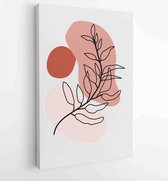 Canvas schilderij - Botanical wall art vector set. Earth tone boho foliage line art drawing with abstract shape. 1 -    – 1888031890 - 50*40 Vertical