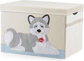speelgoedkist Husky Marcus 65 liter hout blank/grijs
