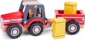 tractor Little Driver 24 cm hout rood 4-delig
