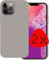 iPhone 13 Pro Hoesje Silicone Case - iPhone 13 Pro Case Grijs Siliconen Hoes - iPhone 13 Pro Hoes Cover - Grijs - 2 Stuks