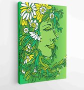 Canvas schilderij - Image of a beautiful spring girl with creepers instead of hair. -  Productnummer 218025778 - 80*60 Vertical