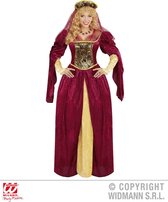 Widmann - Middeleeuwen & Renaissance Kostuum - Edele Koningin Eleonora - Vrouw - rood - Medium - Carnavalskleding - Verkleedkleding