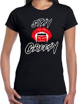 Halloween - Stay creepy halloween verkleed t-shirt zwart voor dames - horror shirt / kleding / kostuum M