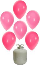 20x Helium ballonnen 27 cm roze/licht roze + helium tank/cilinder  - Meisje geboorte versiering - Babyshower