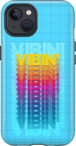 Apple iPhone 13 Telefoonhoesje - Extra Stevig Hoesje - 2 lagen bescherming - Met Quote - Vibin - Lichtblauw