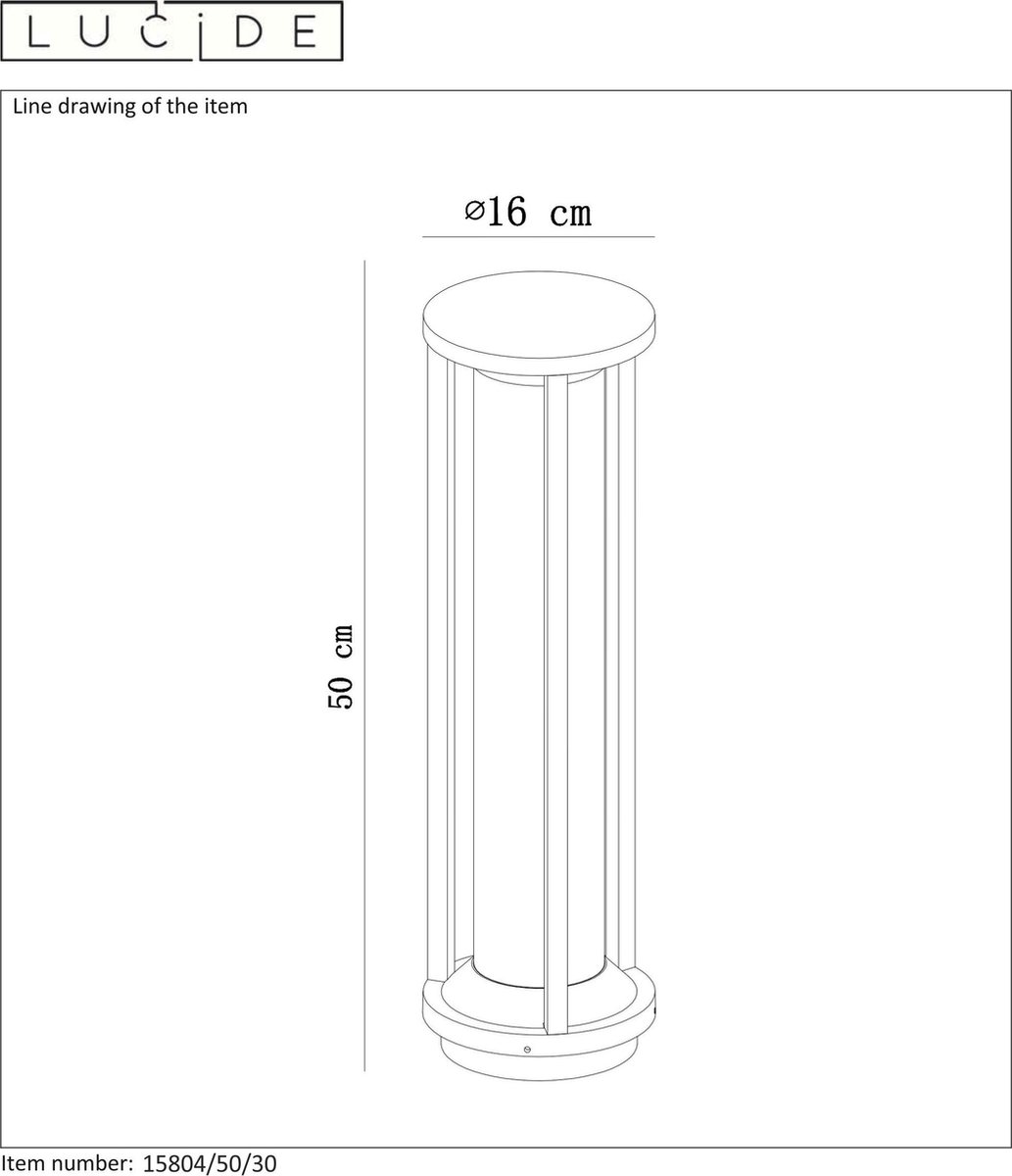 Lucide Cadix - Sokkellamp - Ø 16 cm - 1xE27 - IP65 - Zwart