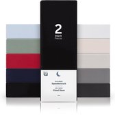 Blumtal Hoeslaken - Fitted Sheet - Jersey - Katoen -  90 x 200 x 30 cm - Zwart - Set van 2