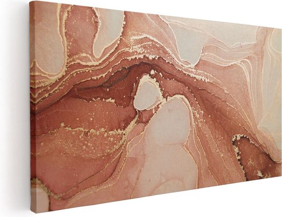 Artaza Canvas Schilderij Abstracte Kunst in het Roze Marmer - 100x50 - Groot - Foto Op Canvas - Canvas Print