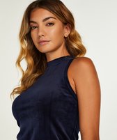 Hunkemöller Dames Nachtmode Mouwloze top Velours  - Blauw - maat L