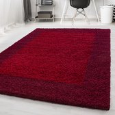 Rood Tapijt Hoogpolig Vloerkleed  Kader - 120x170cm- Modern - Woonkamer - Salon - Slaapkamer - Eetkamer