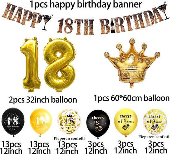 Ballons confettis 18 ans rose gold - Anniversaire 18 ans