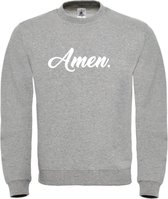 Kerst sweater grijs - Amen - soBAD. | Kersttrui soBAD. | kerstsweaters volwassenen | kerst hoodie volwassenen | Kerst outfit | Foute kerst truien