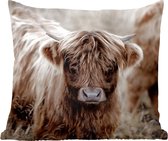 Sierkussens - Kussentjes Woonkamer - 50x50 cm - Schotse hooglander - Koeien - Bruin