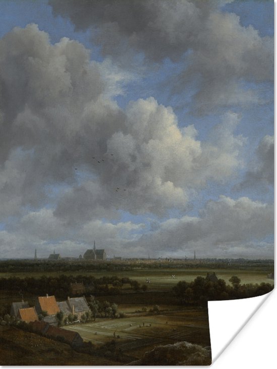 Poster Gezicht op Haarlem met bleekvelden - Schilderij van Jacob van Ruisdael - 30x40 cm