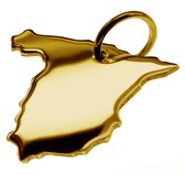 Zilveren en gouden landkaarthangers - Landkaart hanger Spanje goud | Landen hanger voor je ketting | 14 Karaat Goud - Met Keurmerk Stempel - Met echtheidscertificaat - In leuke cad