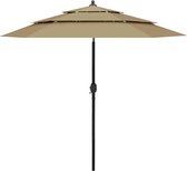 vidaXL Parasol 3-laags met aluminium paal 2,5 m taupe