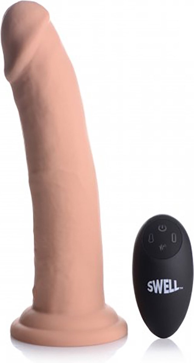 XR Brands Swell - Inflatable and Vibrating Silicone Dildo - 7 / 18 cm vanilla / ivory