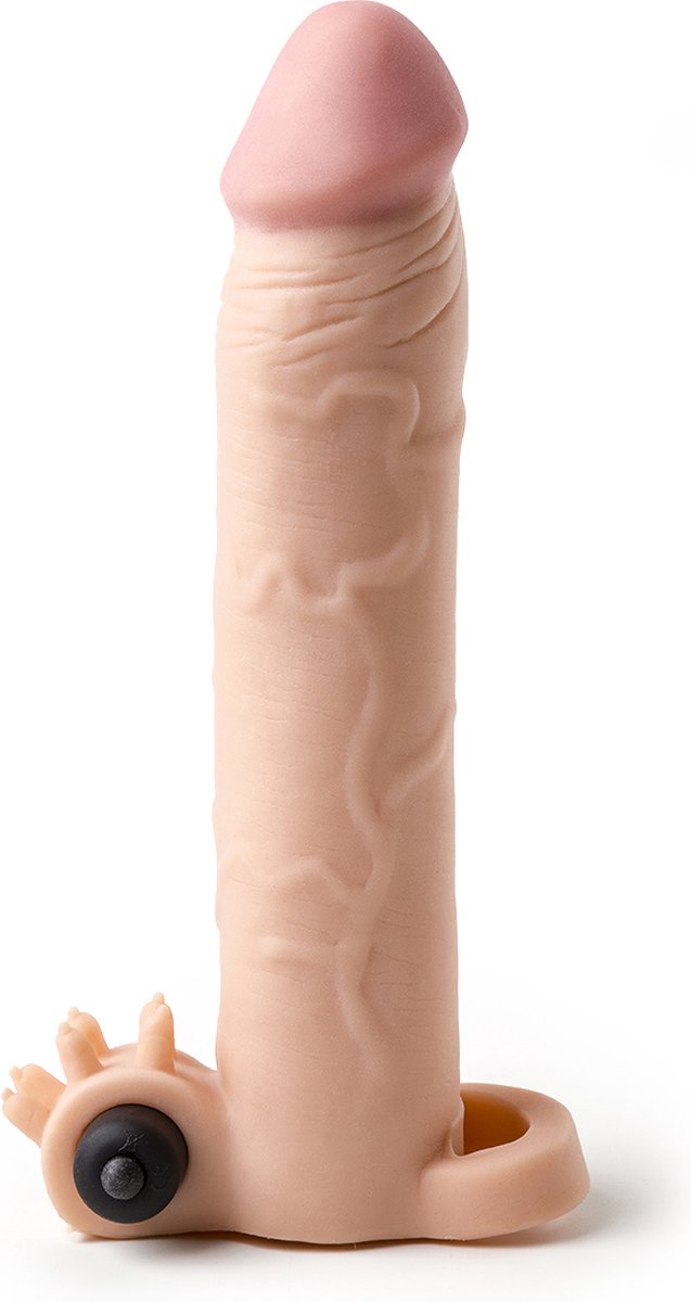 Goedkoopste Vibrerende Penis Sleeve die echt aanvoelt - 19 cm - beige