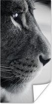Poster Dierenprofiel leeuw in zwart-wit - 60x120 cm