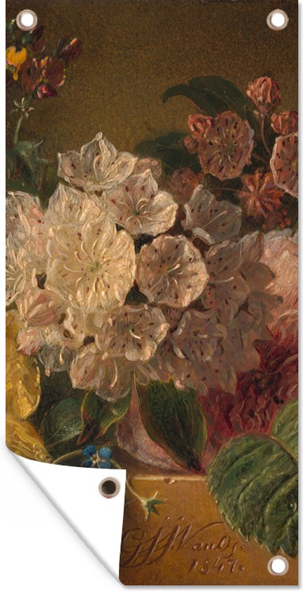 Tuinposter Bloemen - Schilderij van G.J.J Van Os - 30x60 cm - Tuindoek - Buitenposter