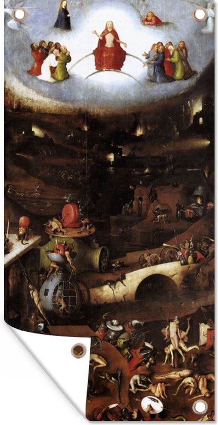 Tuinposter The last judgement - schilderij van Jheronimus Bosch - 40x80 cm - Wanddecoratie Buiten - Tuinposter - Tuindoek - Schuttingposter - Tuinschilderij