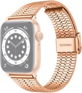 Compatible apple watch bandje - By Qubix - Metalen bandje - Rosé goud - Geschikt voor Apple watch 42mm / 44mm / 45mm - Apple watch series 3/4/5/6/7