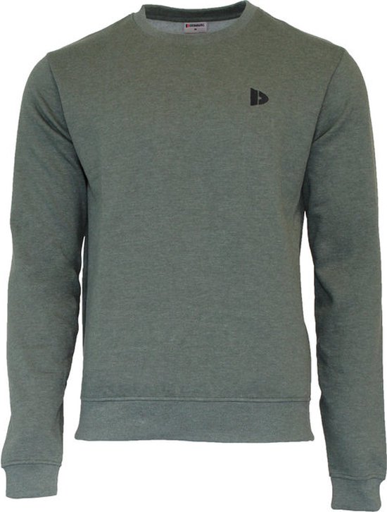 Donnay Fleece sweater met ronde hals Ian - Junior - Deep army green marl (032) - maat 140