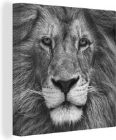Canvas Schilderij Dierenprofiel Perzische leeuw in zwart-wit - 20x20 cm - Wanddecoratie