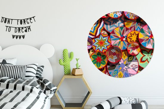 WallCircle - Tableau - Motifs Cercles Couleurs Fleurs - Multicolore - 150 X 150 Cm