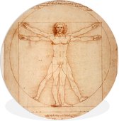 WallCircle - Wandcirkel ⌀ 90 - Vitruviusman - Leonardo da Vinci - Ronde schilderijen woonkamer - Wandbord rond - Muurdecoratie cirkel - Kamer decoratie binnen - Wanddecoratie muurcirkel - Woonaccessoires