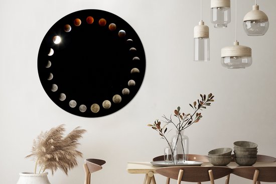 Image séquentielle des éclipses lunaires Cercle mural aluminium ⌀ 120 cm - tirage photo sur cercle mural / cercle vivant / cercle jardin (décoration murale) XXL / Groot format!