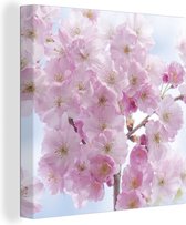 Toile Peinture Blossom - Cerisier - Printemps - 90x90 cm - Décoration murale