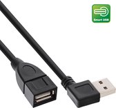 InLine Easy-USB haaks naar USB verlengkabel - volledig bedekt - USB2.0 - tot 2A / zwart - 1 meter