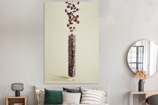 Tableau sur Toile Chute de grains de café dans un tube - 120x180 cm - Décoration murale XXL