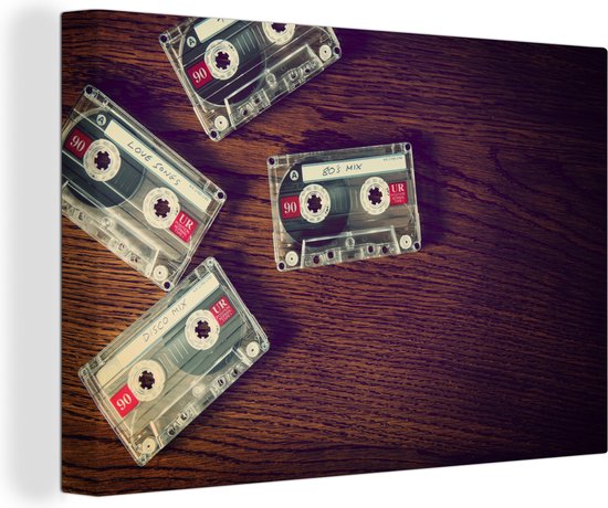 Cassettes sur toile de bureau 2cm 140x90 cm - Tirage photo sur toile (Décoration murale salon / chambre)