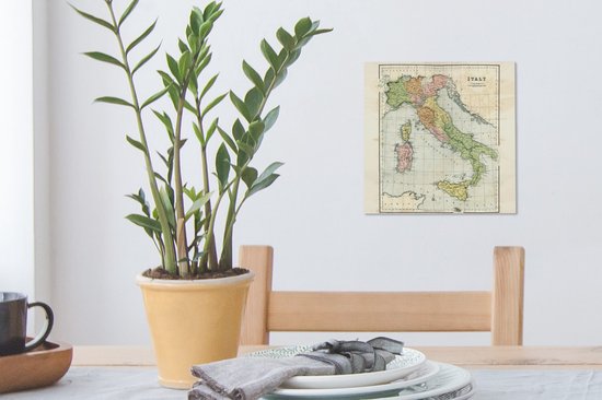 Tableau Tableau Vintage Carte d'Italie - 20x20 cm - Décoration murale