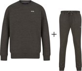 TOKYO LAUNDRY heren sweatshirt met ronde hals + joggingbroek antracietgrijs set