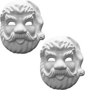 3x stuks papier mache maskers kerstman - Papiermache maskers - Kerstman artikelen - Kerst accessoires - Kerstverkeedkleding