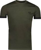 Fred Perry T-shirt Groen Aansluitend - Maat L - Heren - Herfst/Winter Collectie - Wol