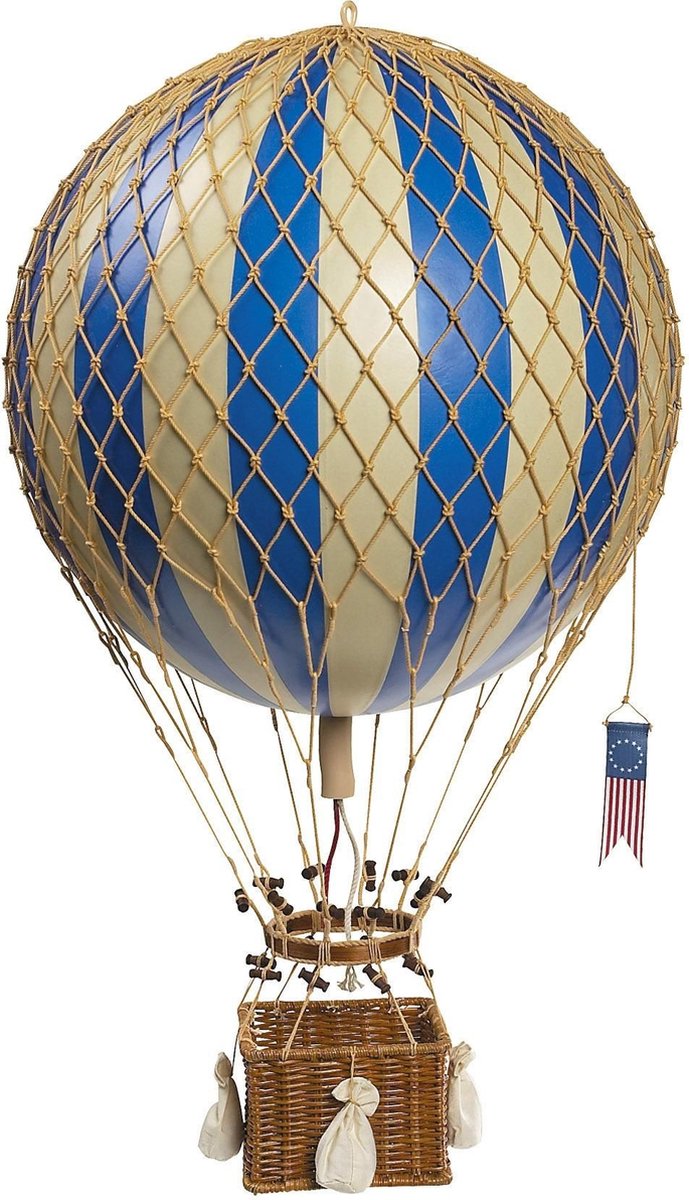 Authentic Models - Luchtballon Royal Aero - Luchtballon decoratie - Kinderkamer decoratie - Blauw - Ø 32cm