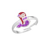 Ring meisje kind | Ring kinderen | Zilveren ring met zeemeermin, paarse glitterstaart