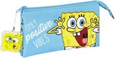 Pennenetui met 3 vakken Positive Vives Spongebob Geel Licht Blauw