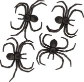 Halloween - 4x zwarte grote decoratie nepspinnen 8 cm - Enge Halloween/horror thema beestjes fopartikelen