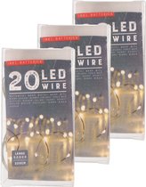 Set van 4x stuks draadverlichting lichtsnoer met 20 lampjes warm wit 220 cm - Lichtdraden/lichtsnoeren - kerstverlichting