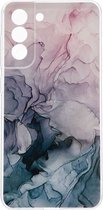 Shop4 - Samsung Galaxy S21 FE Hoesje - Zachte Back Case TPU Siliconen Waterverf Licht Grijs