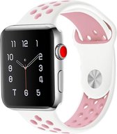 Mobigear Active Siliconen Bandje Geschikt voor Apple Watch SE (44mm) - Wit / Roze