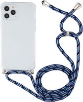 Apple iPhone 12 Hoesje - Mobigear - Lanyard Serie - TPU Hoesje met koord - Transparant / Donkerblauw - Hoesje Geschikt Voor Apple iPhone 12