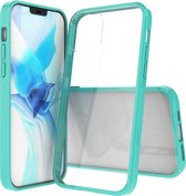 Apple iPhone 12 Hoesje - Mobigear - Crystal Serie - Hard Kunststof Backcover - Transparant / Turquoise - Hoesje Geschikt Voor Apple iPhone 12